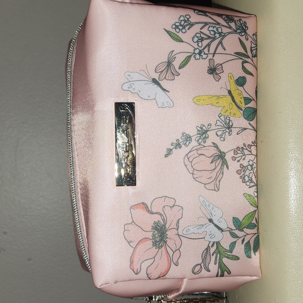 Tahari Floral Pink Cosmetic Bag